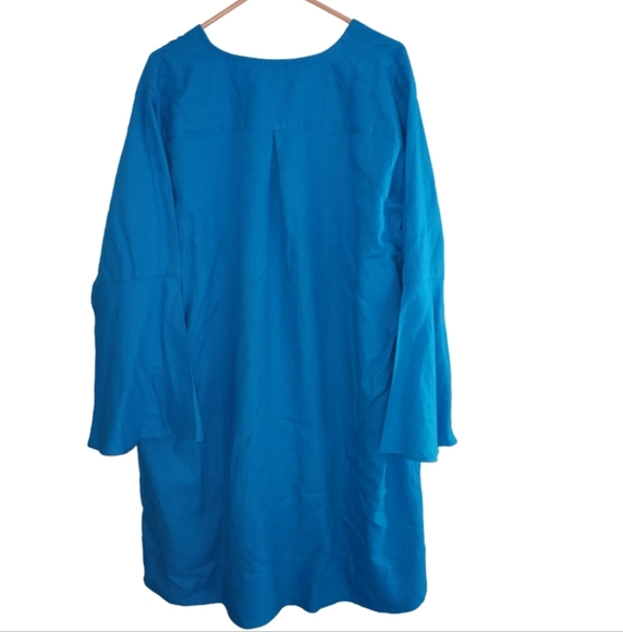 Soft Surroundings NWT Soleil Linen Blend Dress Blue V-Neck Mini Dress 3X - Picture 3 of 6